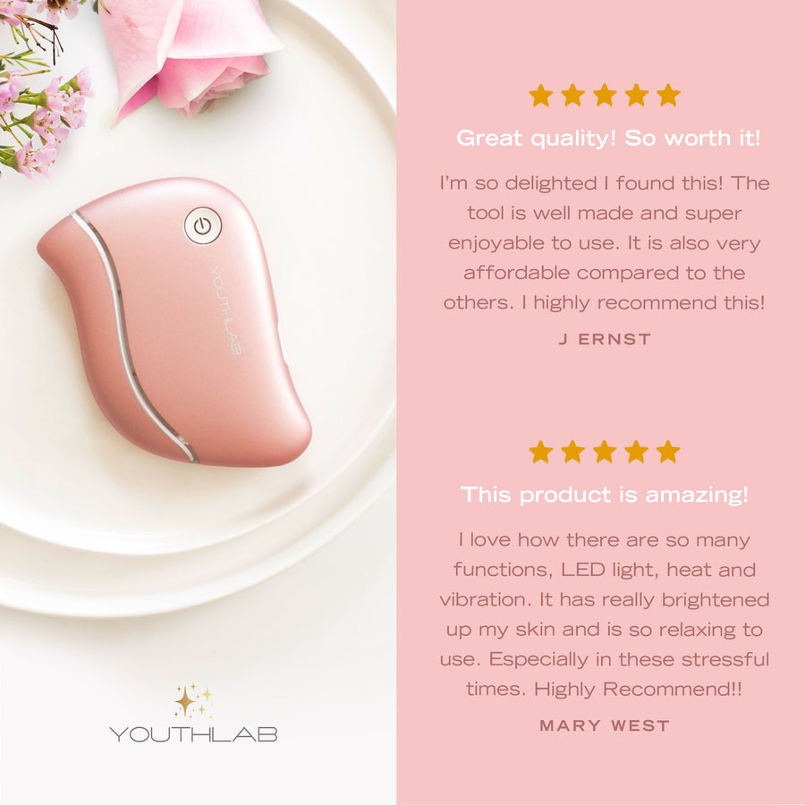 YouthLab ProSculpt Electric Gua Sha with heat, vibration and LED light therapy