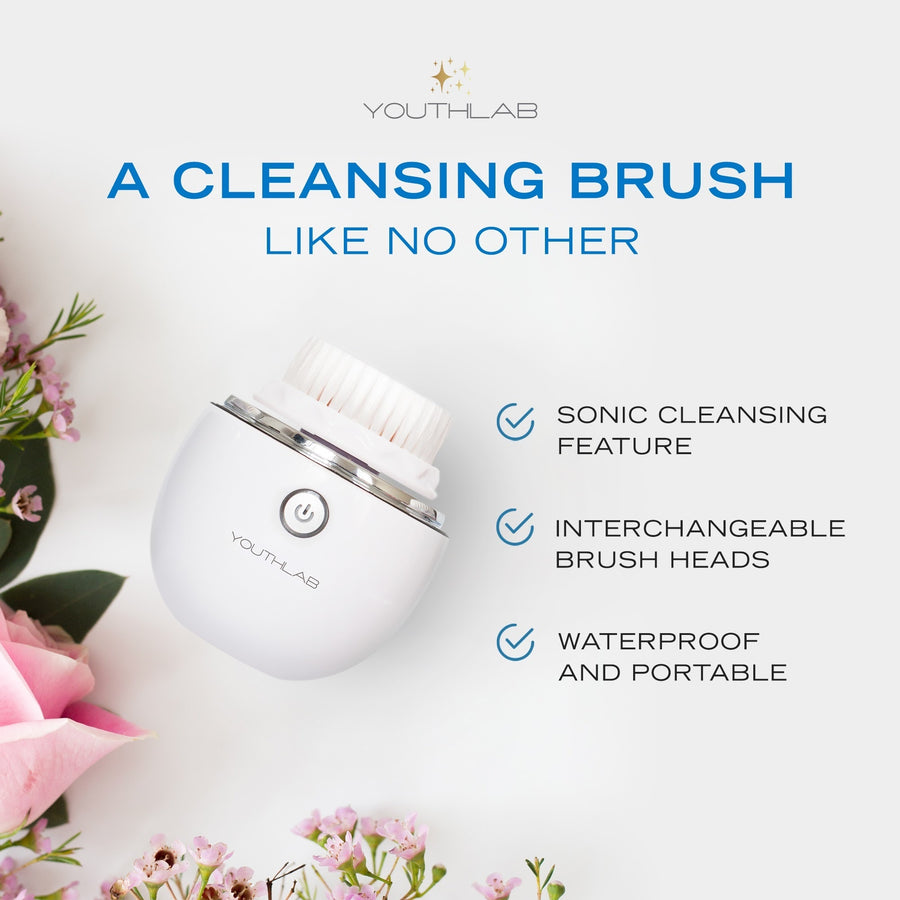 YouthLab Pure Radiance Facial Cleansing Brush in silver.