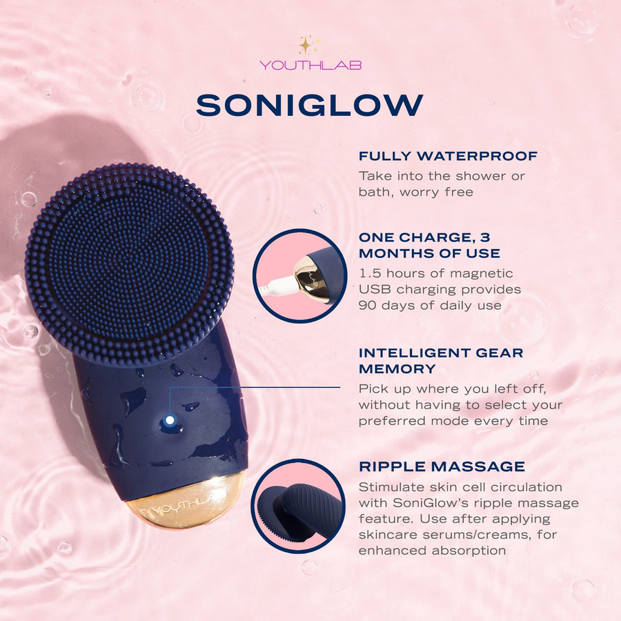 YouthLab SoniGlow Silicone Facial Cleansing Brush