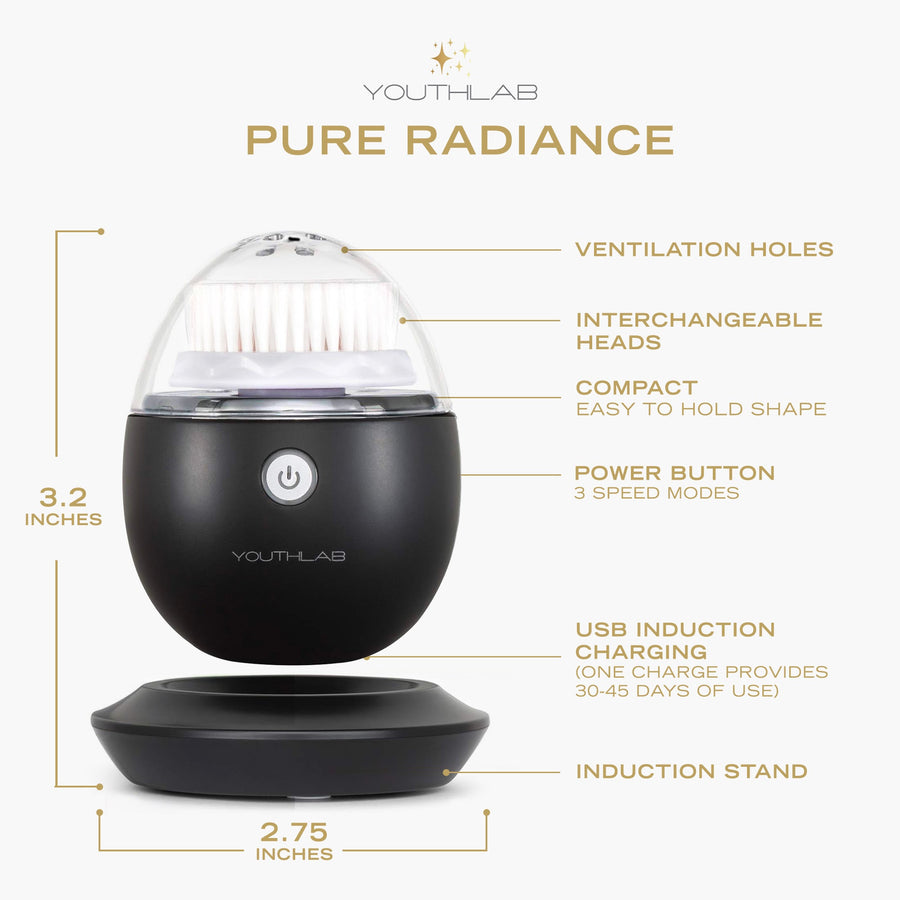 YouthLab Pure Radiance Facial Cleansing Brush in black.