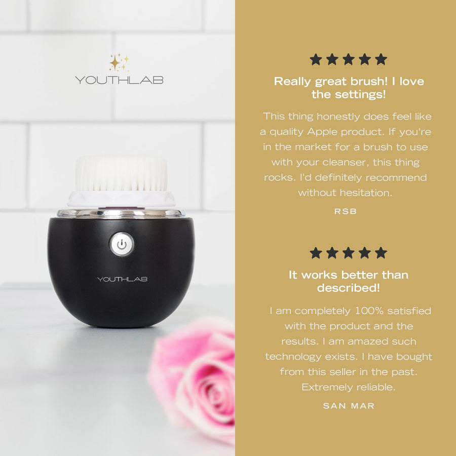 YouthLab Pure Radiance Facial Cleansing Brush in black.